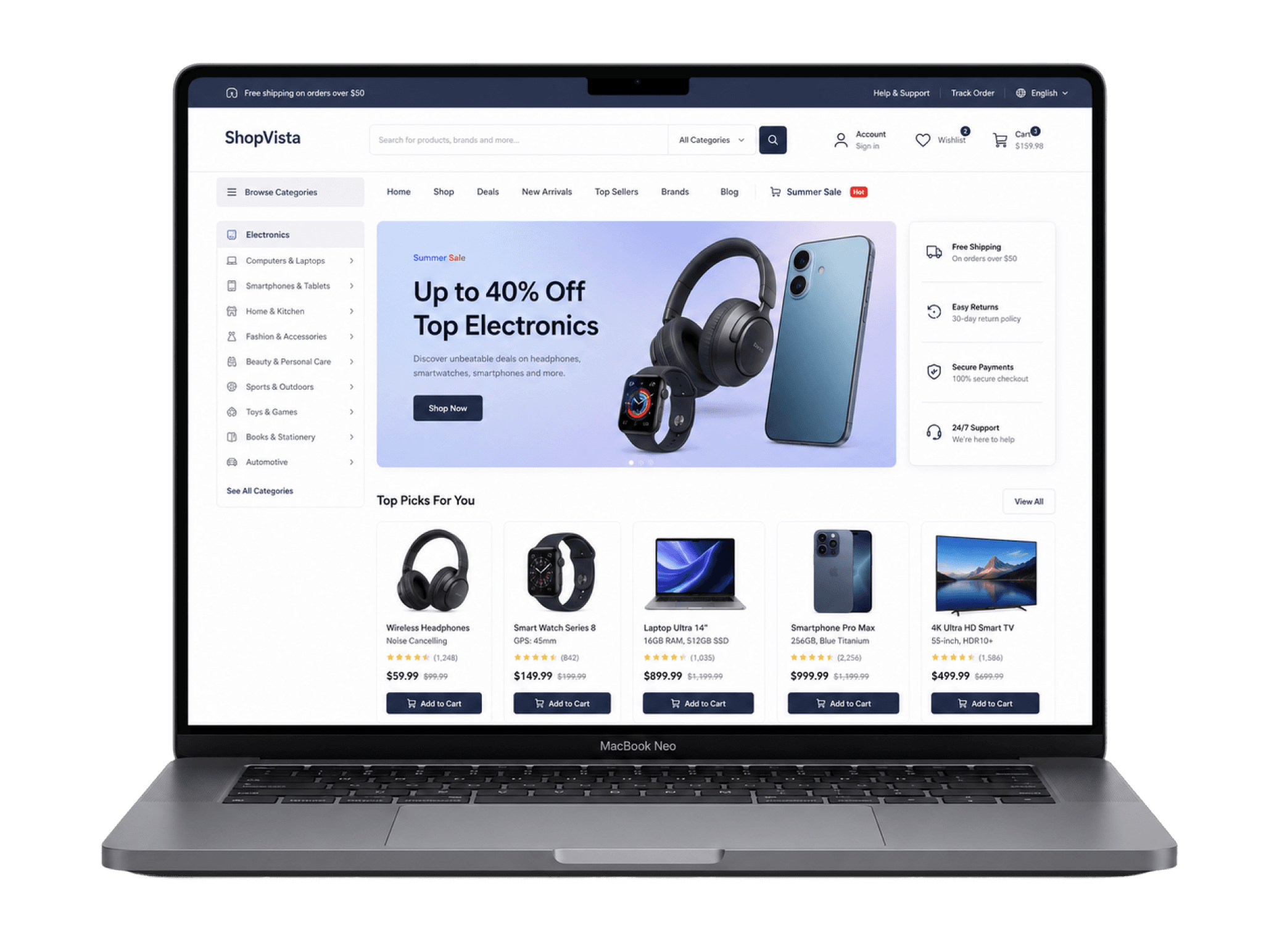 Storefront preview on a laptop